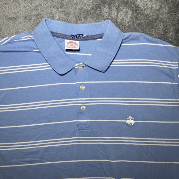 Brooks Brothers Other - Brooks Brothers Men's SZ 2XL 1818 Cotton Short Sleeve Blue White Striped Polo